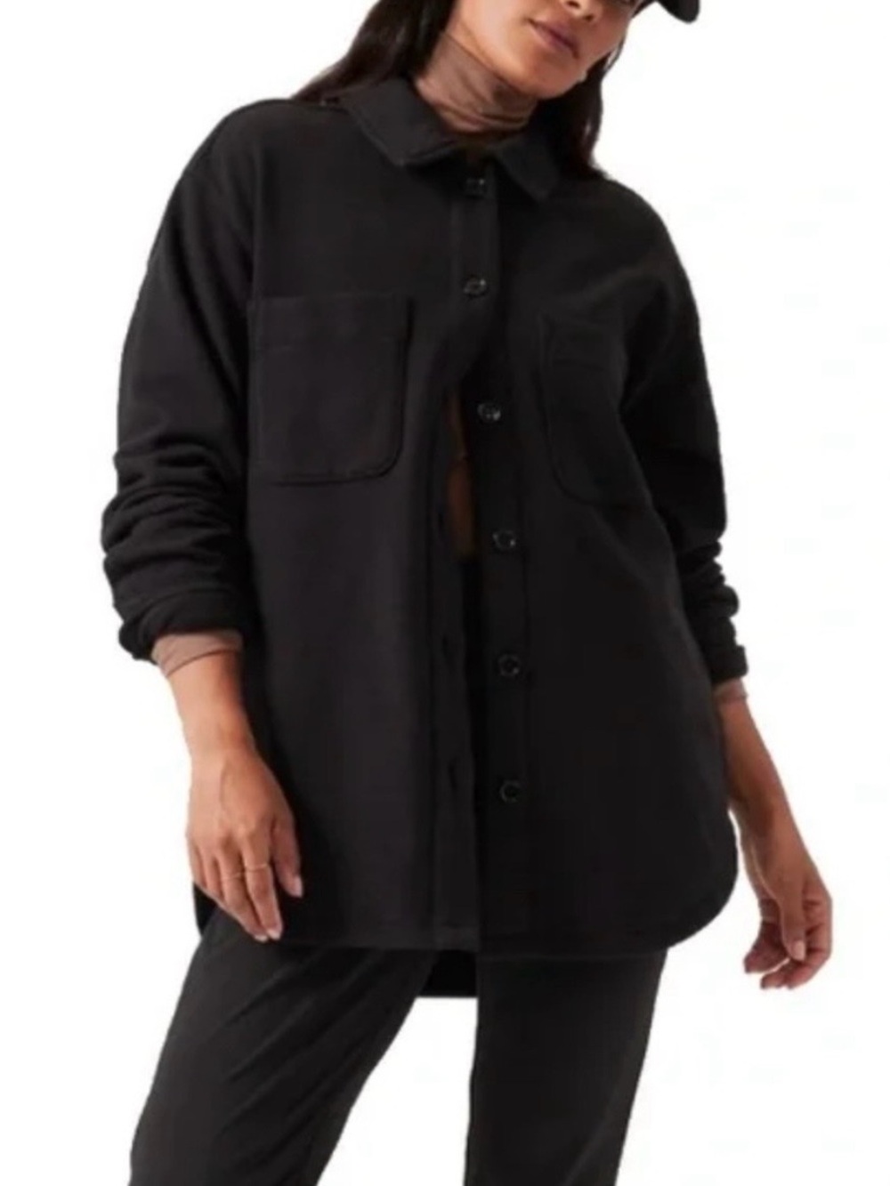 MOVING SALE: Athleta Black Button-Front Retroplush Top